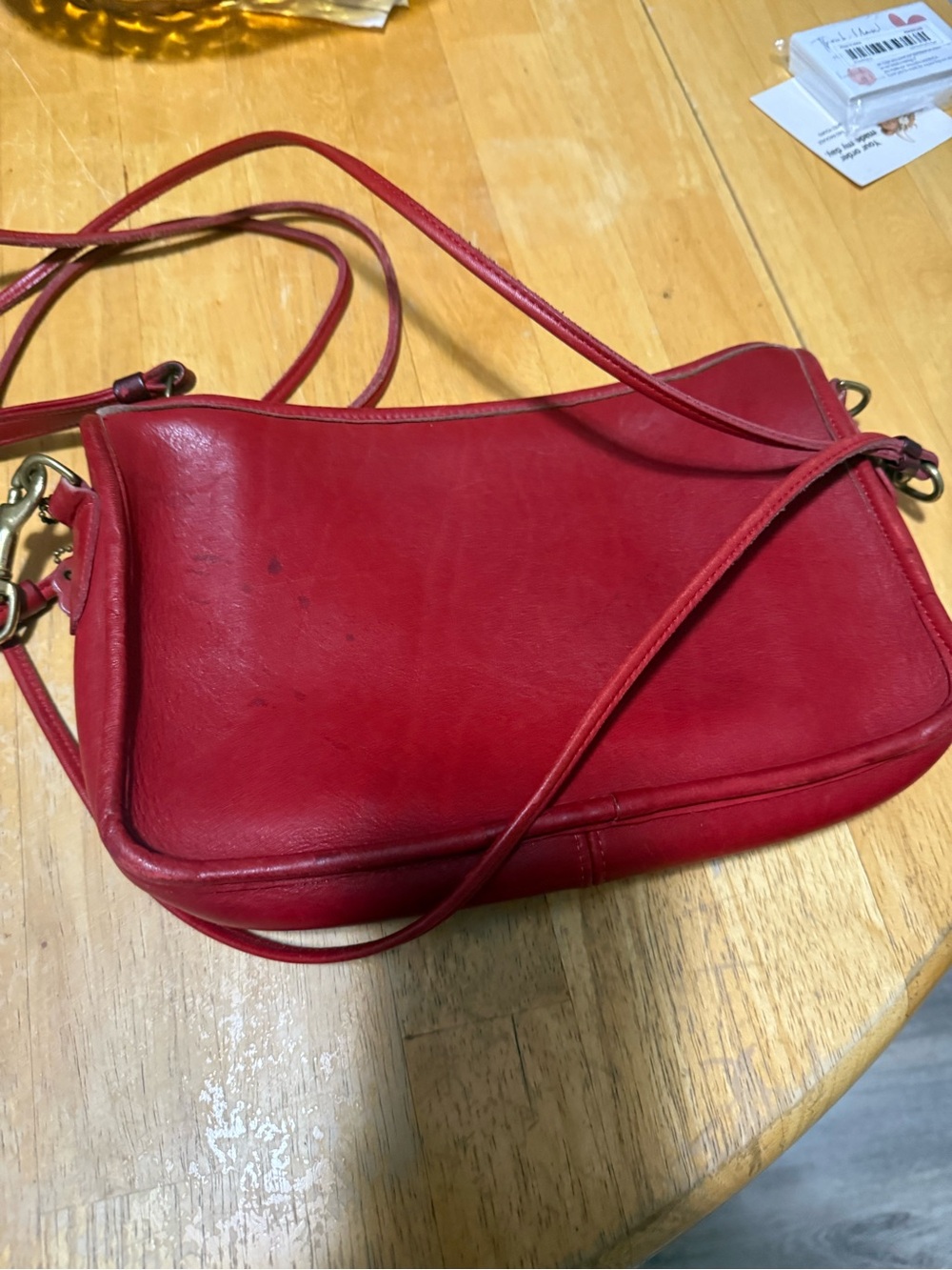 Coach Red Leather Crossbody Bag with Slim Strap